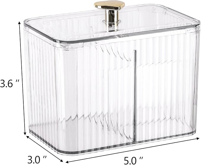 Tbestmax Qtip Holder Dispenser 3-Section Clear Bathroom Organizer Jar 3 Grids - Image 3
