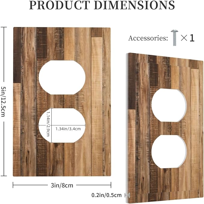 Rustic Brown Wood Splicing Vintage Dark Oak Print Outlet Covers 1 Gang Duplex - Image 5