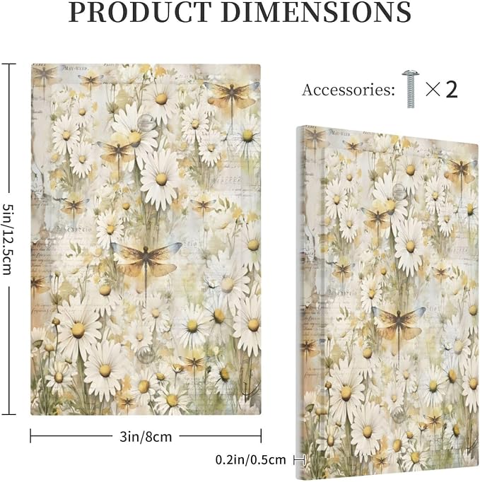 Vintage Letter Paper Wildflowers Dragonfly Daisy Floral Light Switch Cover - Image 5