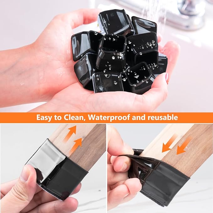 BAIPOK 36Pcs Square Chair Leg Floor Protectors, Silicone Chair Leg Protectors - Image 6