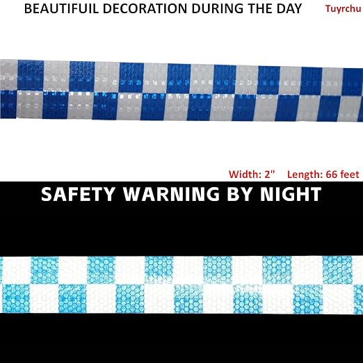 Industrial Reflective Tape Blue and White 2 inch Wide, Outdoor Waterproof - Image 3
