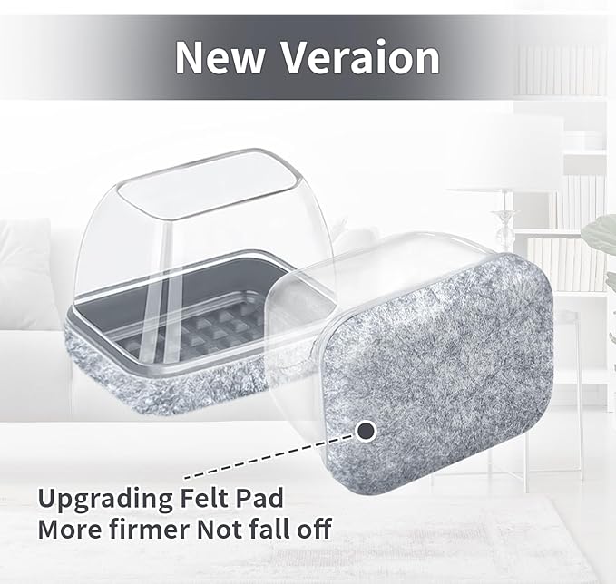 Ezprotekt 8 Pcs Rectangle Grey Felt Chair Leg Floor Protectors - Image 2