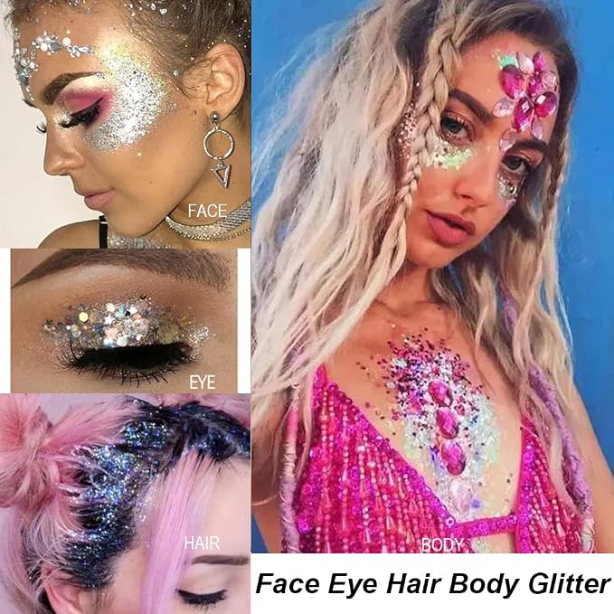 Mysense Royal Blue Body Glitter Gel, Singer Concerts Face Hair Glitter Makeup - Image 6