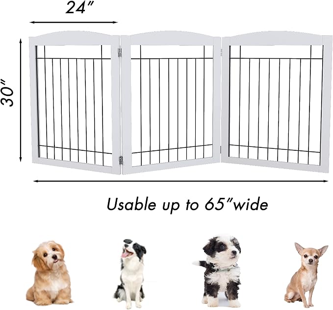 PAWLAND Extra Wide Dog gate for The House, Freestanding Foldable Wire Pet Gate - Image 3