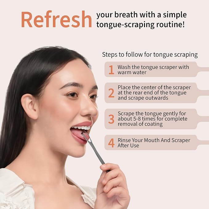 MasterMedi Tongue Scraper for Adults, 100% Stainless Steel Tongue Scrubber for - Image 6