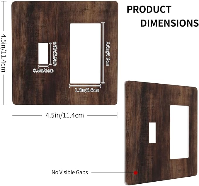 Decorative Outlet Covers Rustic Farmhouse Brown Wood Barn Door 2-Gang Combo - Image 4