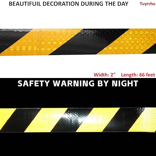 Yellow Black Reflective Tape 2 inch X 66 feet, Outdoor Waterproof Hazard - Image 3