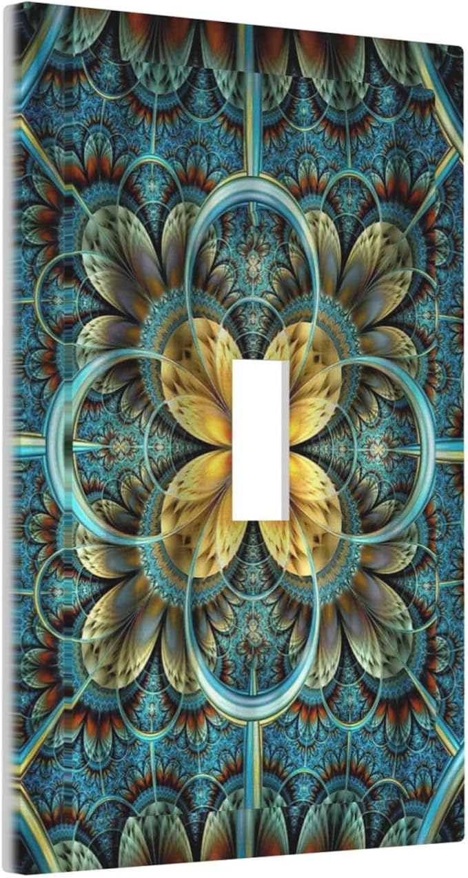 Light Switch Cover Boho Fractal Mandala 1 Gang Wall Plate Cover Bohemia Single - Image 2