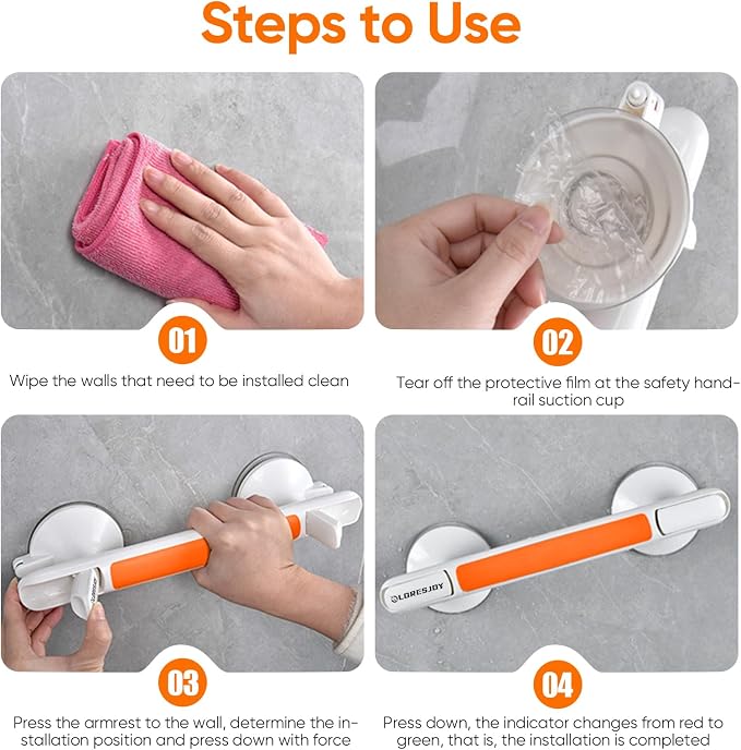Showers Bathtubs Grab Bars, Slip Grip Handrails, Heavy Duty Anti Slip Grip - Image 7