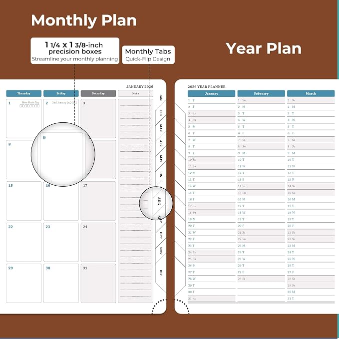 Planner 2026 Daily Weekly and Monthly, 12 Months Spiral Bound Calendar Agenda - Image 4