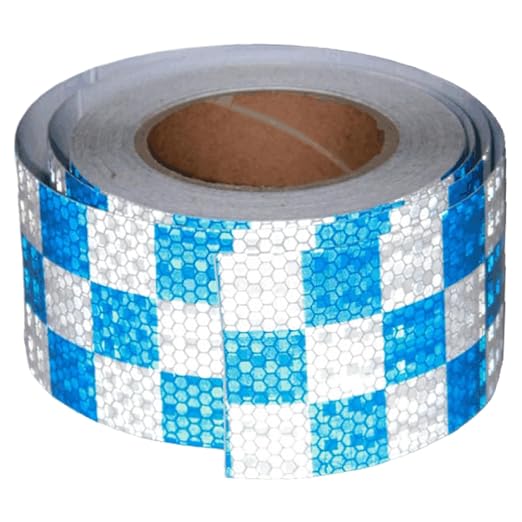 Blue and White Reflective Tape Outdoor Waterproof 3 inch X 66 feet, High by tuyrchu