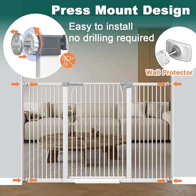 Fairy Baby 40.5" Extra Tall Baby Gate No Drill, 65.8"-72.2" Extra Wide Large - Image 6