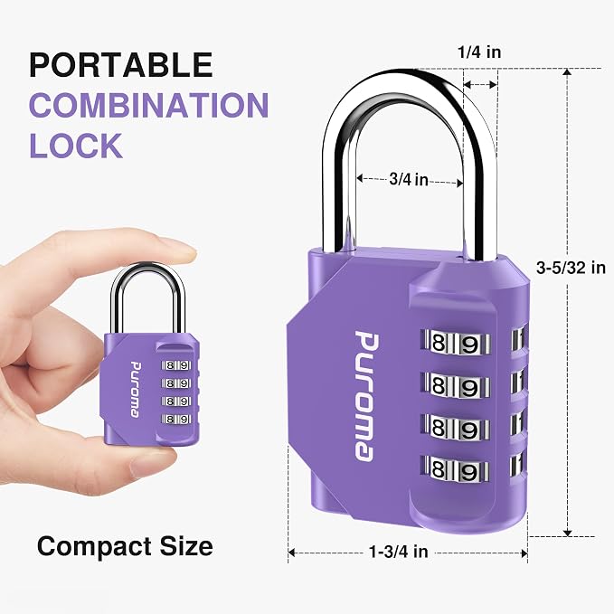 Puroma 1 Pack Combination Lock for Locker 4 Digit Outdoor Waterproof Padlock - Image 5