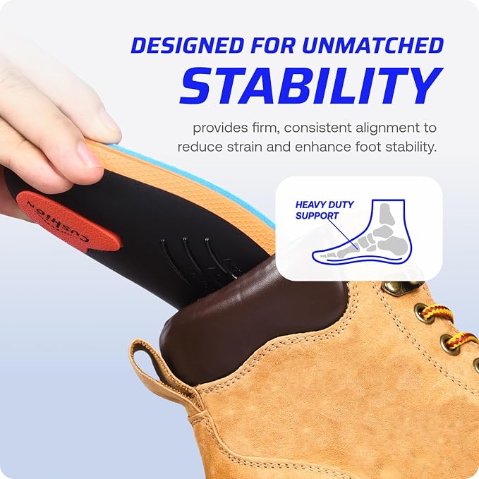 VALSOLE 250+ lbs Plantar Fasciitis High Arch Support Insole - Image 4