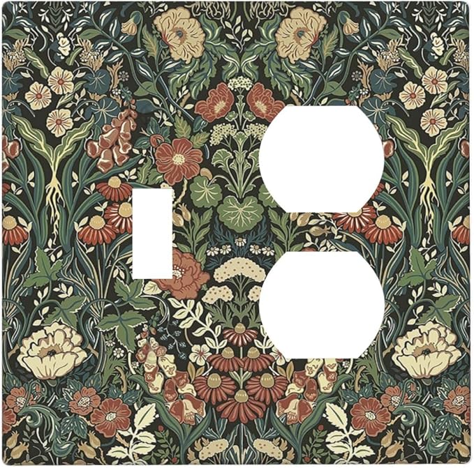 Wallplates Vintage Dark Floral William Morris Green Flower 1 Toggle 1 Duplex by Everyswitchisastoryswitch