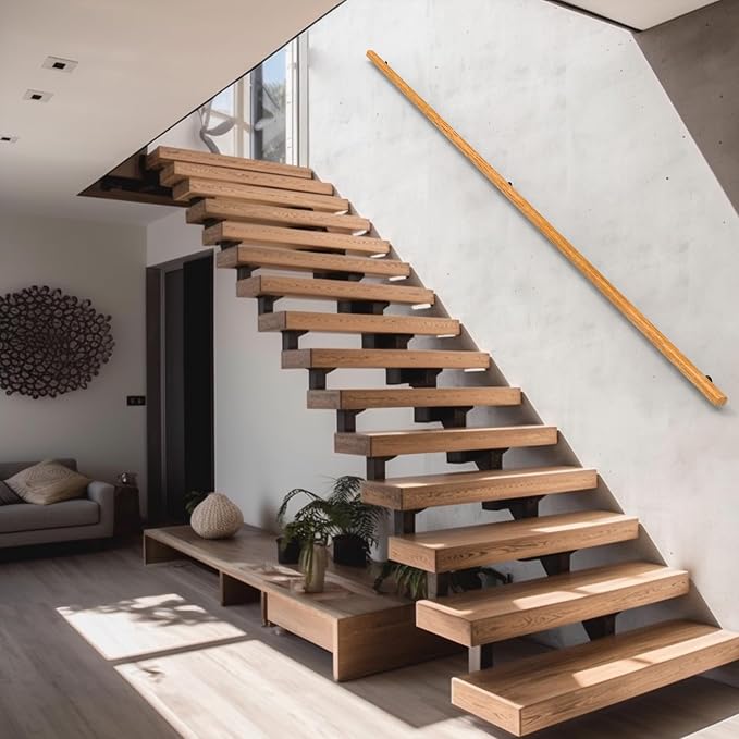 6FT Wood Stair Handrails Wall Mount, Hand Railings - Image 5