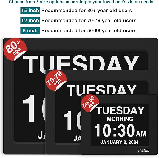American Lifetime Dementia Clock 2025 Large Digital Display - Image 3