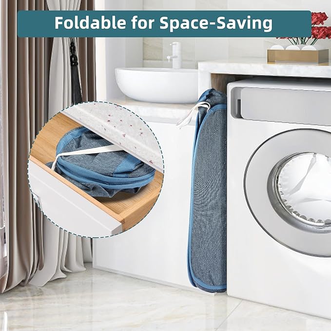 2 Pcs Collapsible Laundry Baskets, Tear Proof Pop Up Laundry Hamper - Image 3