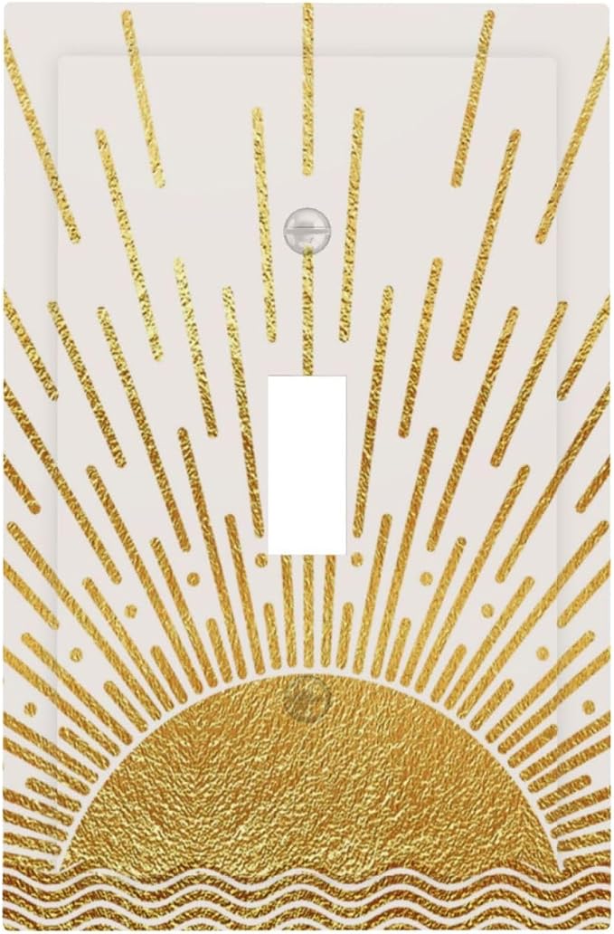 Mid Century Boho Golden Sun Sunrise Sunset Decorative Light Switch Cover 1 Gang by Unknown