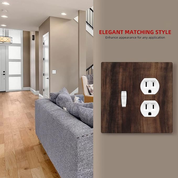 Decorative Outlet Covers Rustic Farmhouse Brown Wood Barn Door 2 Gang Duplex - Image 5