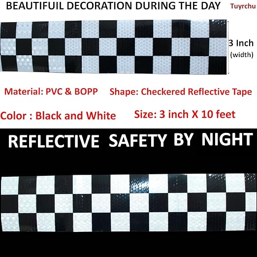 Black White Reflective Tape Outdoor Waterproof 3 inch X 10 feet, High - Image 3