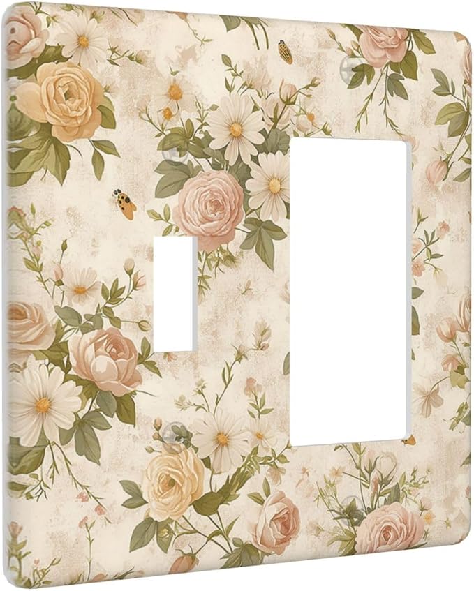 Outlet Covers Boho Vintage Roses Pink Red Yellow Bouquet Floral 1 Toggle 1 - Image 2