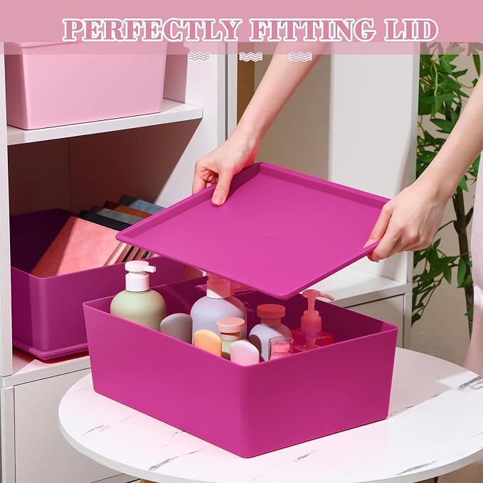 Menkxi 4 Pcs Storage Bins with Lids Plastic Stackable Containers - Image 3