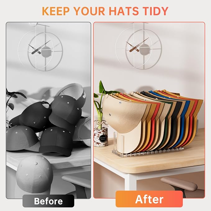 Kadolina Hat Organizer for Baseball Caps, Acrylic Hat Rack for 12 Baseball Caps - Image 6