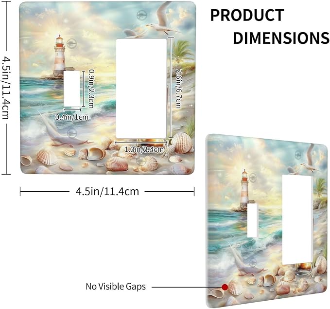 Outlet Covers Beach Ocean Lighthouse Seashells 1 Toggle 1 Rocker Combination - Image 4