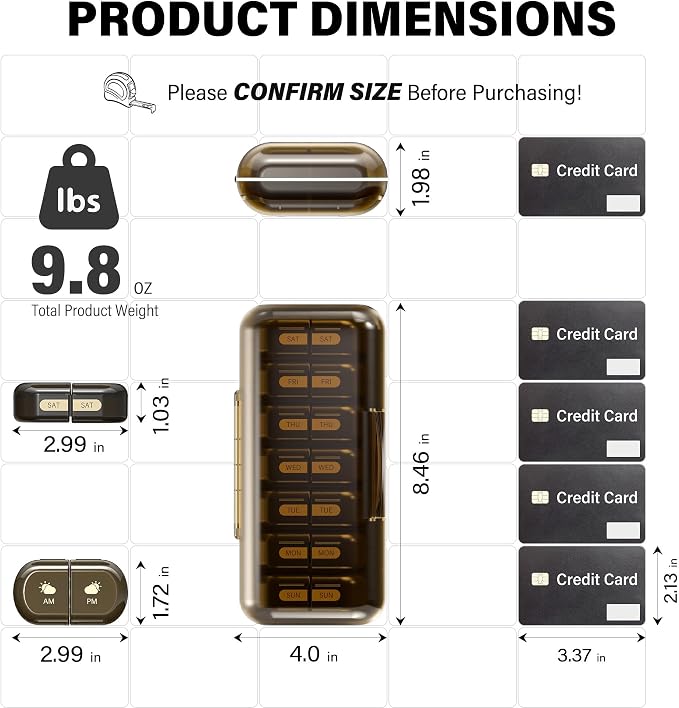 Weekly Pill Organizer 2 Times a Day, Moisture-Proof, Detachable Compartments - Image 6
