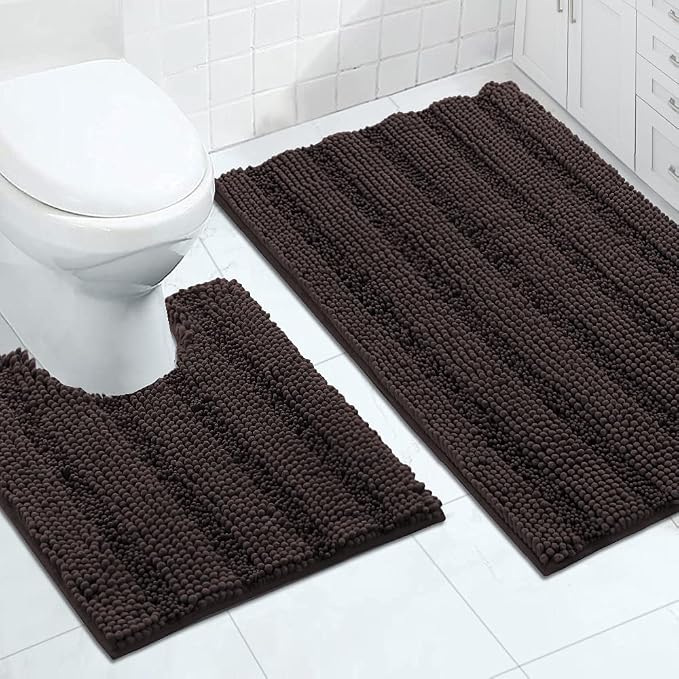 Turquoize Chenille Bathroom Rugs Set Non-Slip Bath Mats by Turquoize