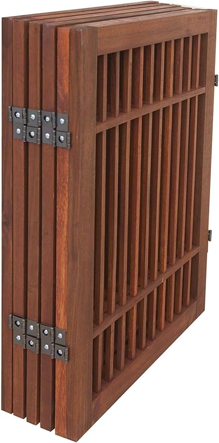 Pet Dog Gate Strong and Durable Freestanding Folding Acacia Hardwood Portable - Image 4