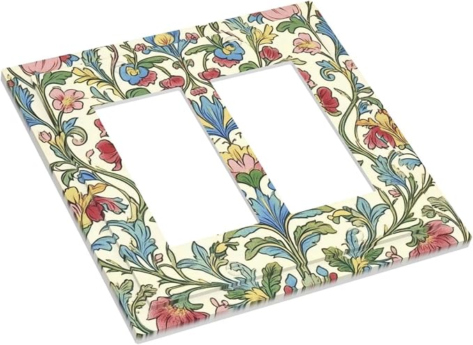 Decorative Outlet Covers Boho Red Floral Morris Plant Leaves 2 Gang Double Gfci - Image 3
