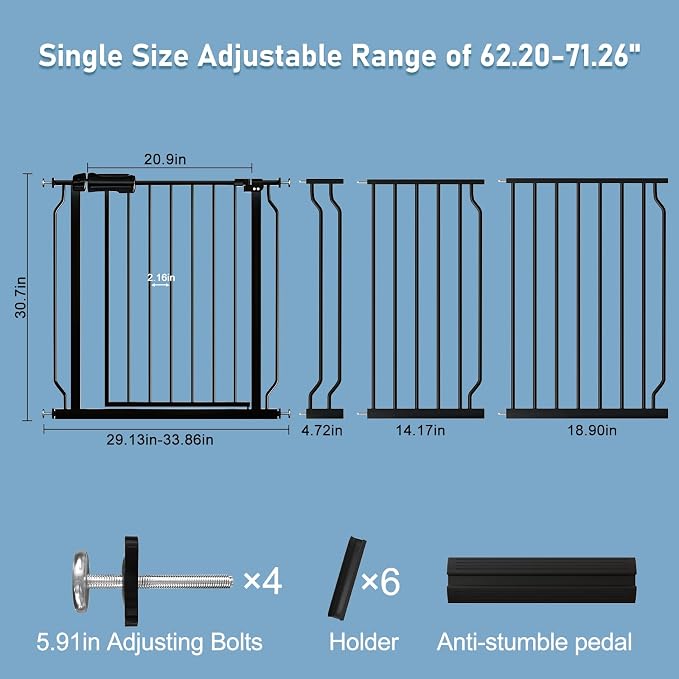 ALLAIBB Extra Wide Pressure Mount Baby Gate Auto Close Black Metal Child Dog - Image 4