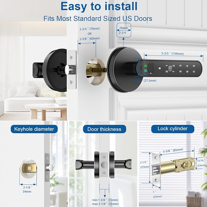 Fingerprint Door Lock, 6-in-1 Smart Door Knob - Image 7