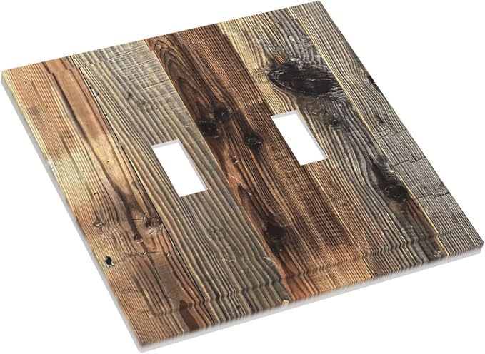 Barn Brown Wood Rustic Weathered Wood Print Decorative Switch Plates 2 Gang - Image 3