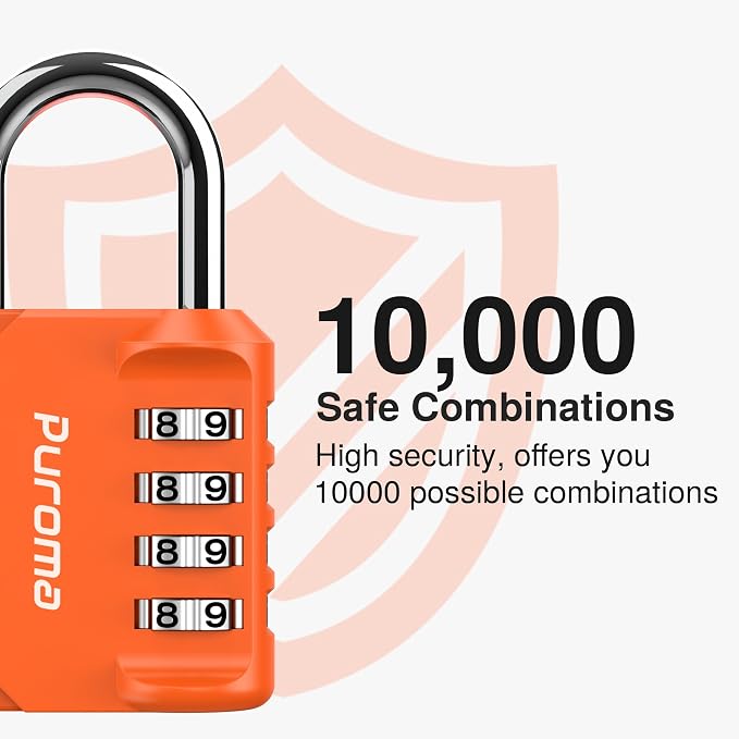 Puroma 1 Pack Combination Lock for Locker 4 Digit Outdoor Waterproof Padlock - Image 2