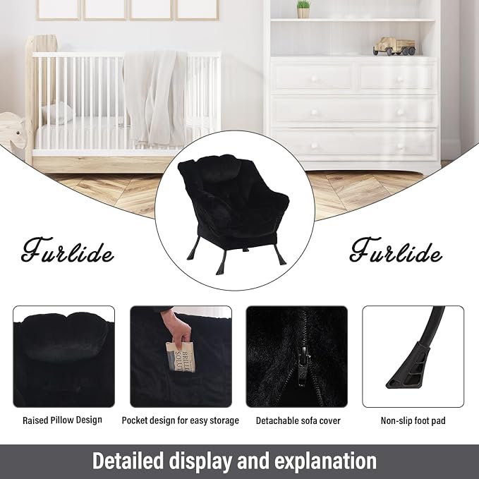 Lazy Chair with Ottoman, Modern Chair with Folding Footrest, Lounge Accent Chair - Image 3