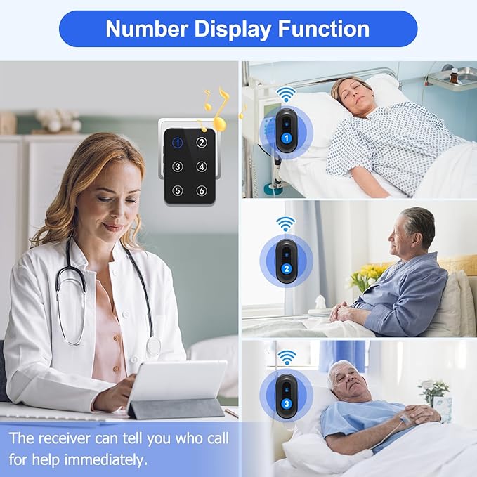 Caregiver Pager Wireless Call Button Emergency Life Alert Systems 500Ft Range - Image 2