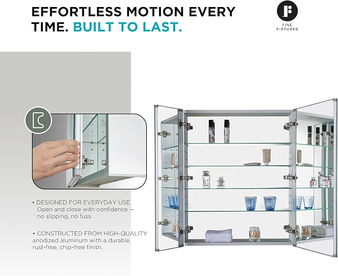 Fine Fixtures Bathroom Medicine Cabinet, Recessed/Surface Mount, Right/Left - Image 4