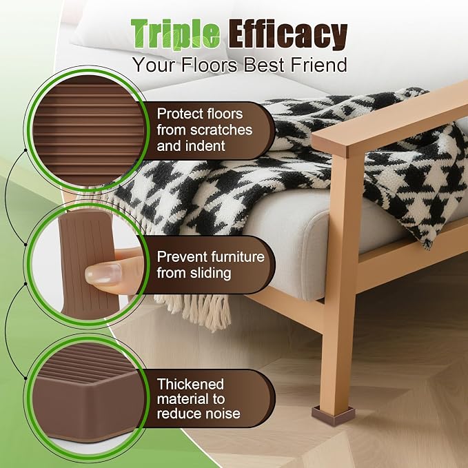 xxxHOLIC Non Slip Furniture Pads, 2” x 2” Brown Square, Anti Skid Furniture - Image 2
