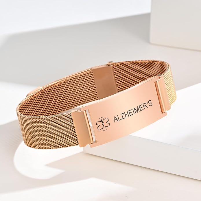 VNOX Medical Alert Id Bracelet for Men Women, Custom Engraving Adjustable - Image 2