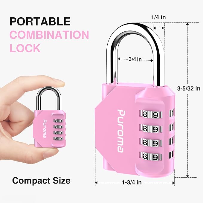 Puroma 2 Pack Combination Lock for Locker 4 Digit Outdoor Waterproof Padlock - Image 5
