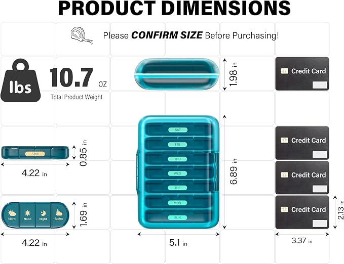 Weekly Pill Organizer 4 Times a Day, 7 Day Pill Box 4X, Portable - Image 6