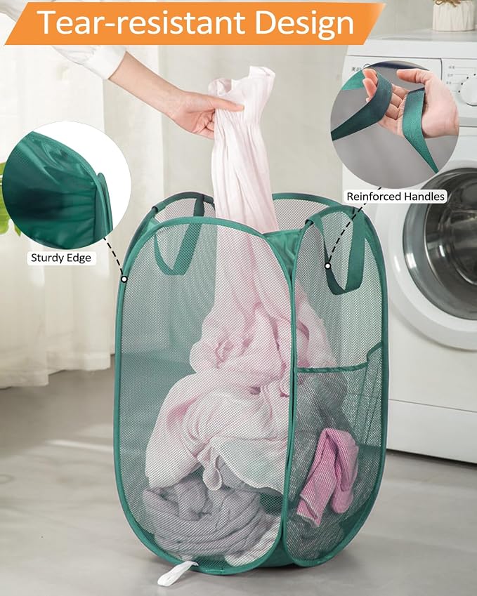 2 Pack Durable Collapsible Laundry Baskets - Image 2