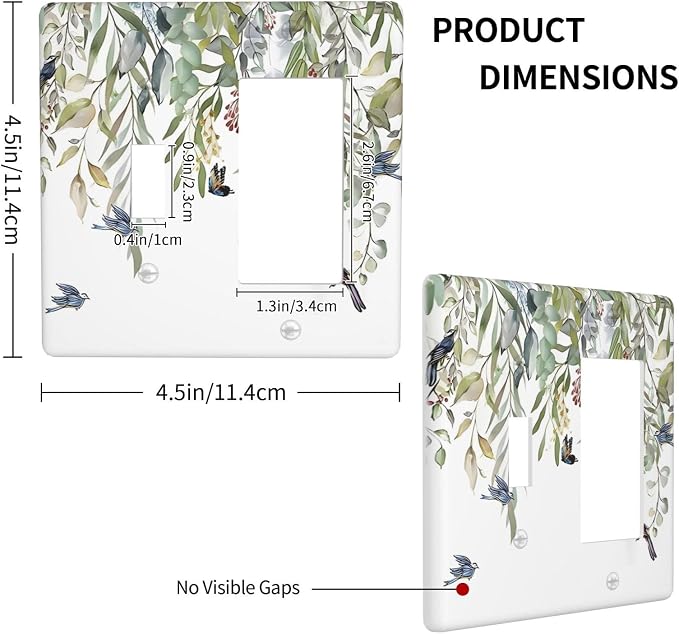 Green Leaf Eucalyptus Leaves Floral Bird Butterfly Outlet Covers 1 Toggle 1 - Image 4