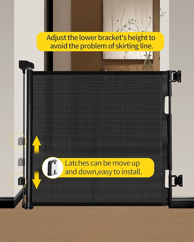 Retractable Baby Gate for Stairs – 33” Height, Expands up to 71” Width – Safety - Image 4