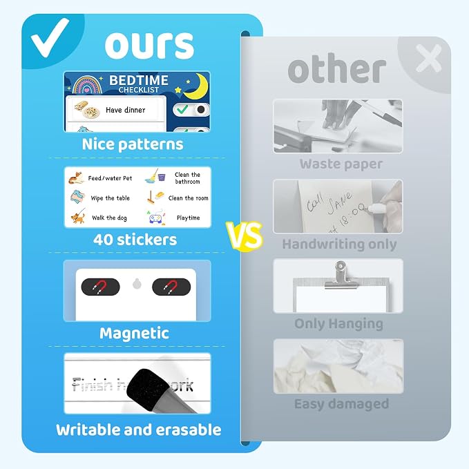 Chore Chart for Kids: Dry Erase Visual Schedule, Magnetic Bedtime/Morning - Image 4