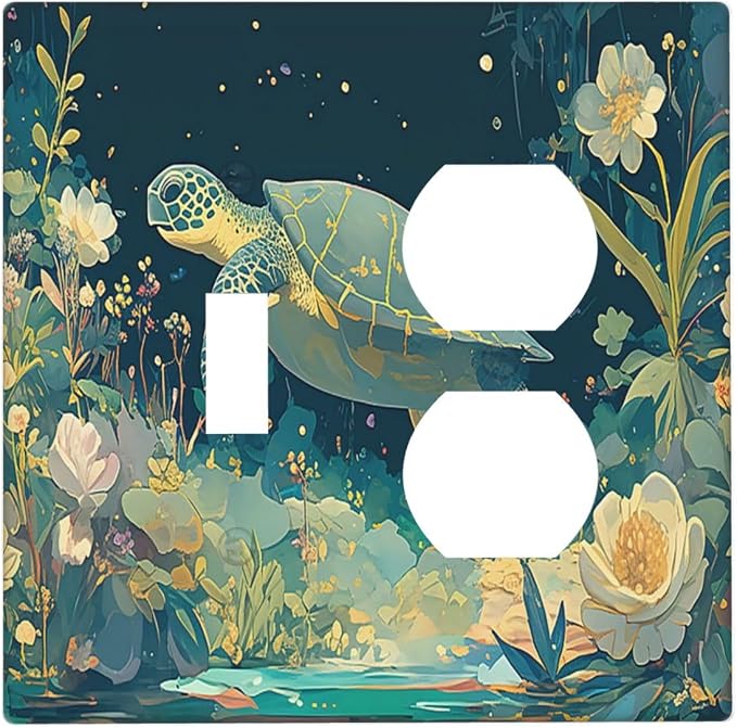 Wallplates Fantasy Sea World Sea Turtle Floral Plant 1 Toggle 1 Duplex Switch by LightSwitchCover