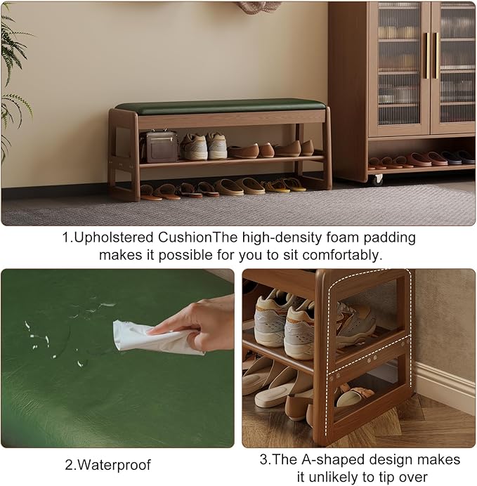 AQIMUELE Shoe Rack Bench, 2 Tiers Shoe Bench - Image 6